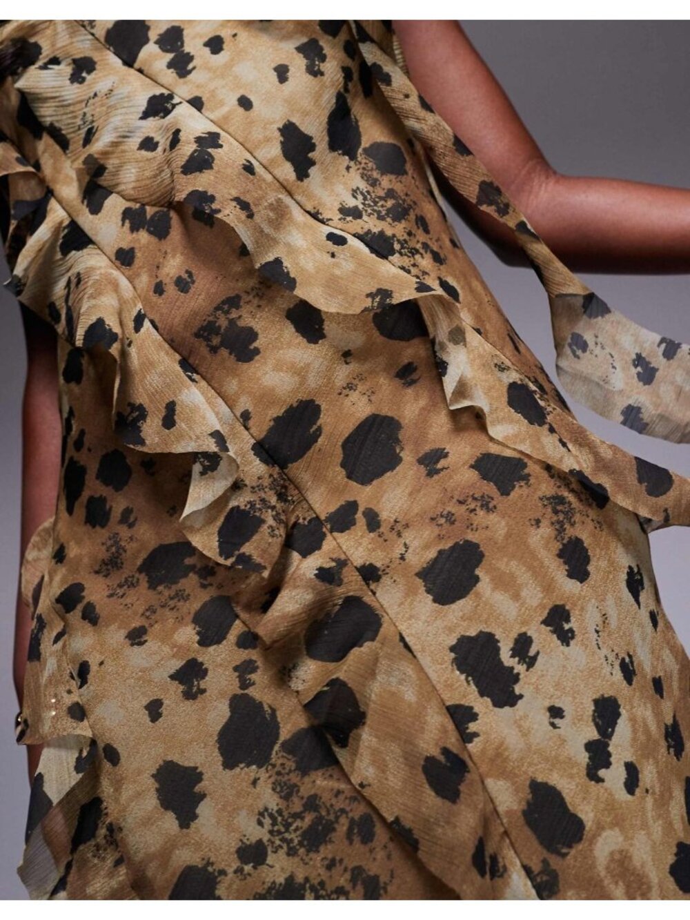 ASOS Size 6 Leopard-Print Ruffle Halter Maxi Dress - Picture 5 of 12